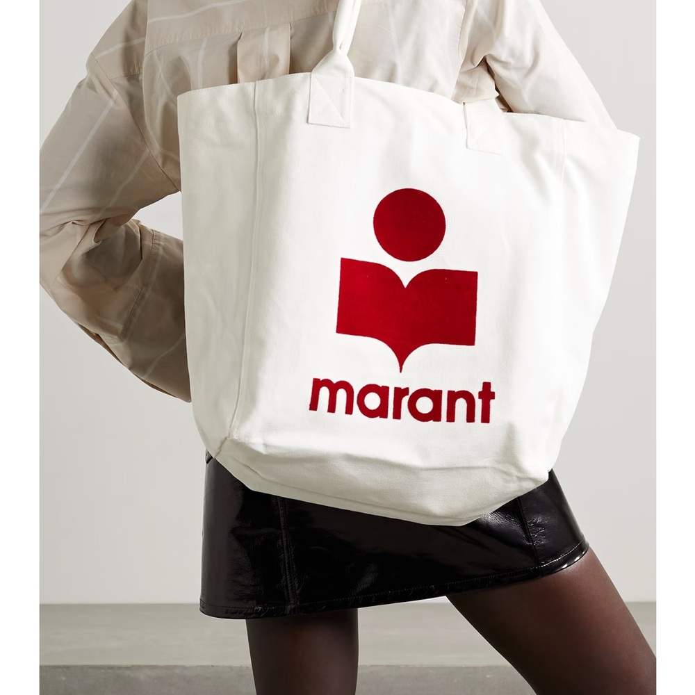Isabel Marant White Red Logo Canvas Tote